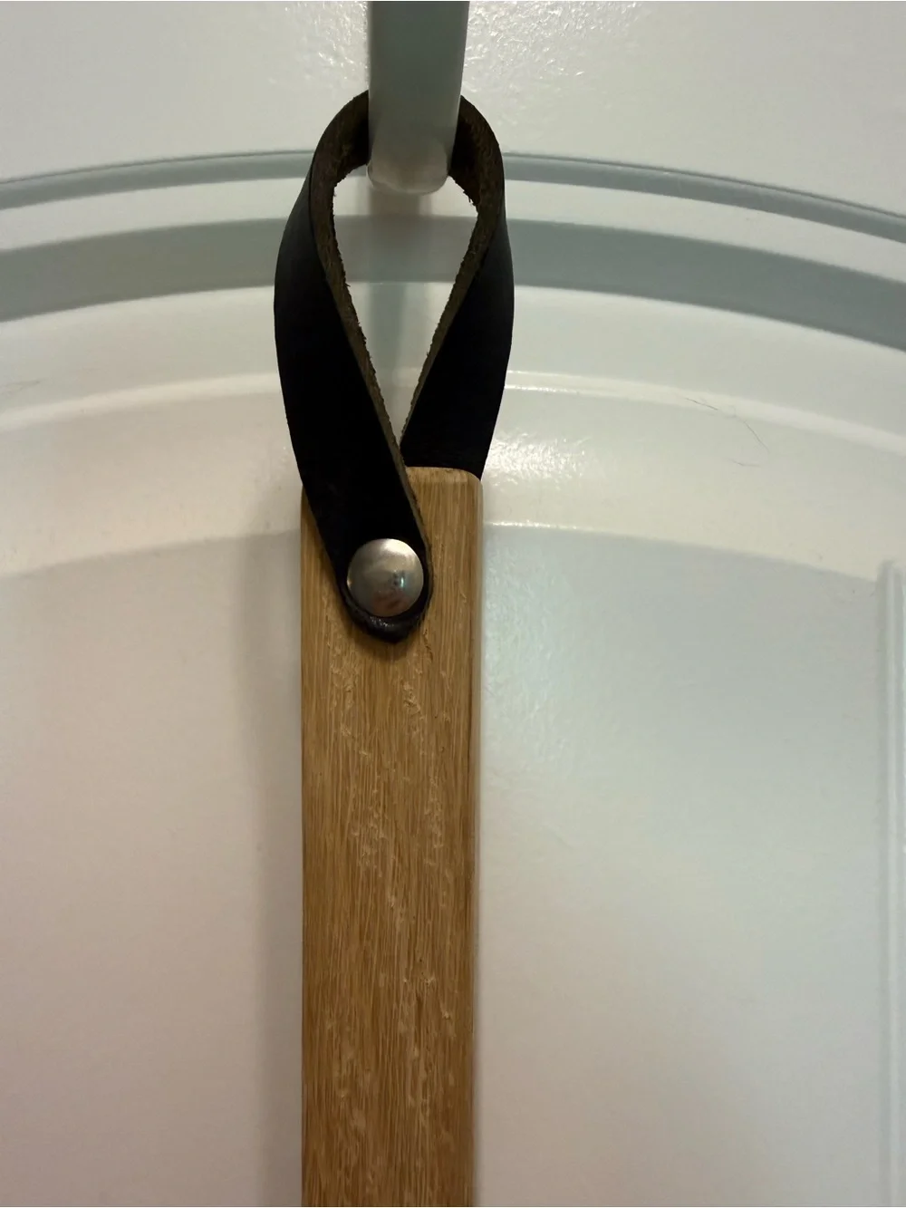 Handcrafted Wood Handle black leather fly swatter